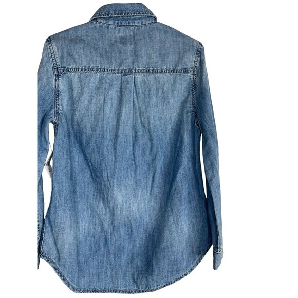 Gap Kids Girls Denim Chambray Button Down Shirt Blue Small S Long Sleeve - Picture 10 of 10